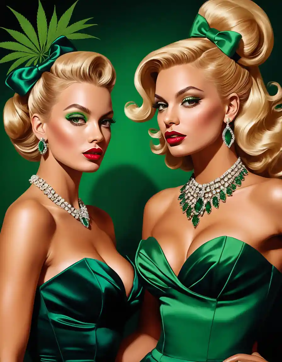 Blonde fantasy fashion woman in jeweled velvet gown