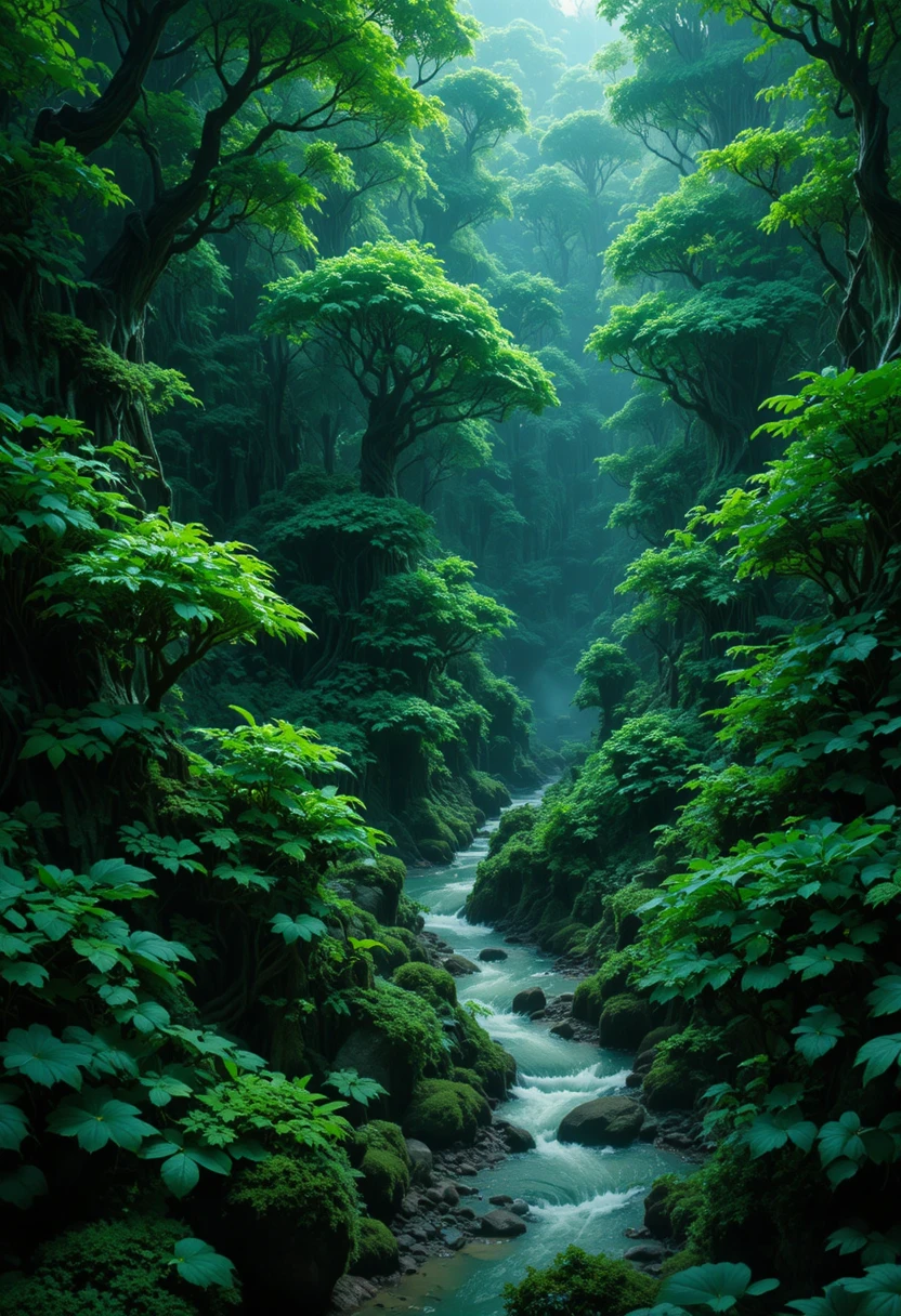 Rainforest Trees Growing From A Glowing Computer Motherboard