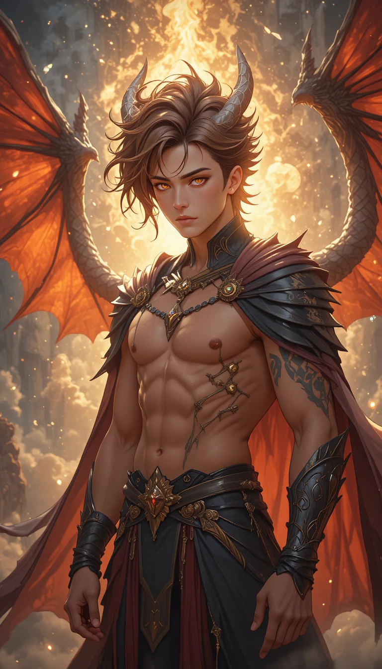 Guerreiro híbrido de dragão alado em armadura de anime