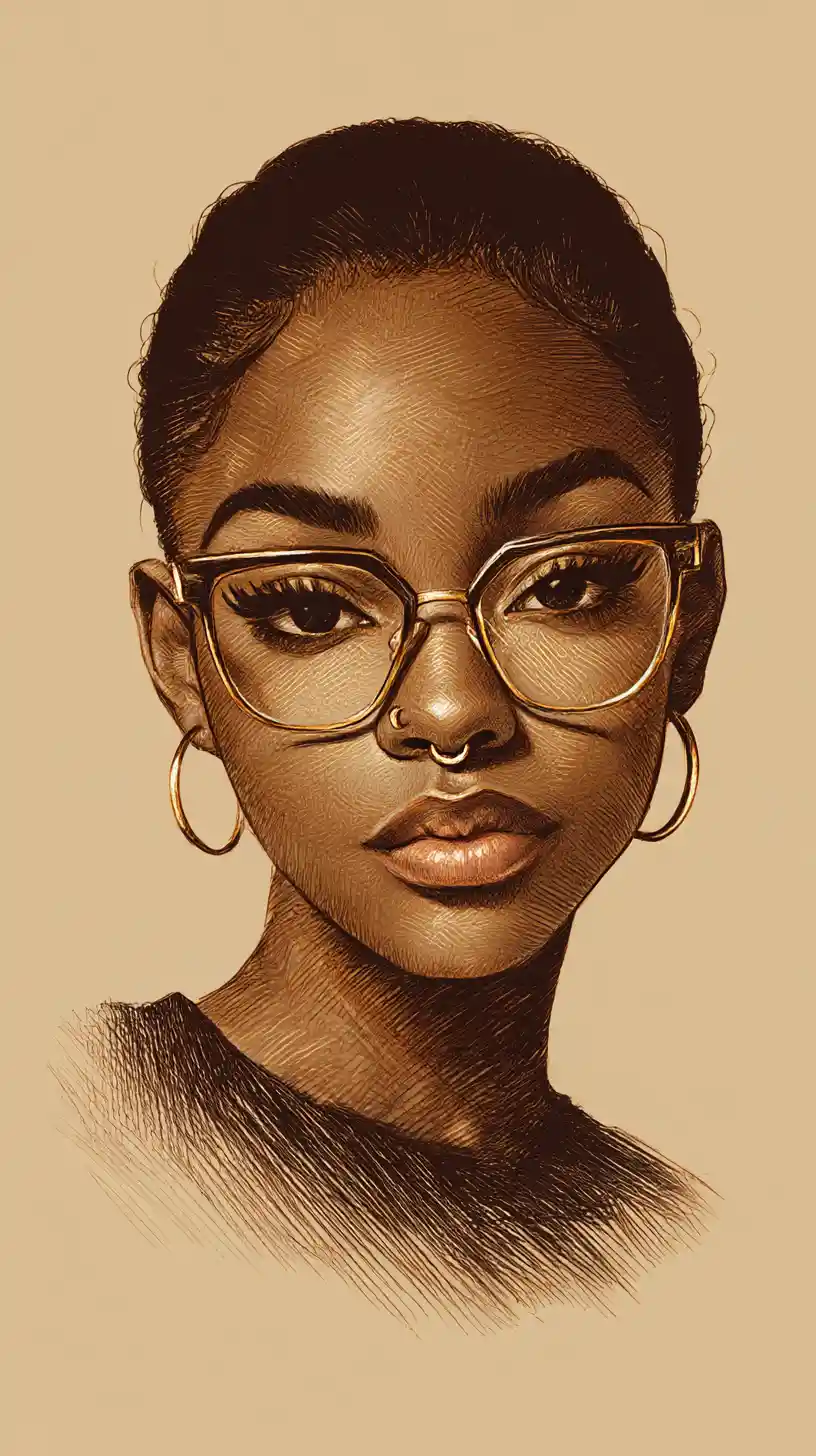 Stylized portrait of a black woman with long straight hair