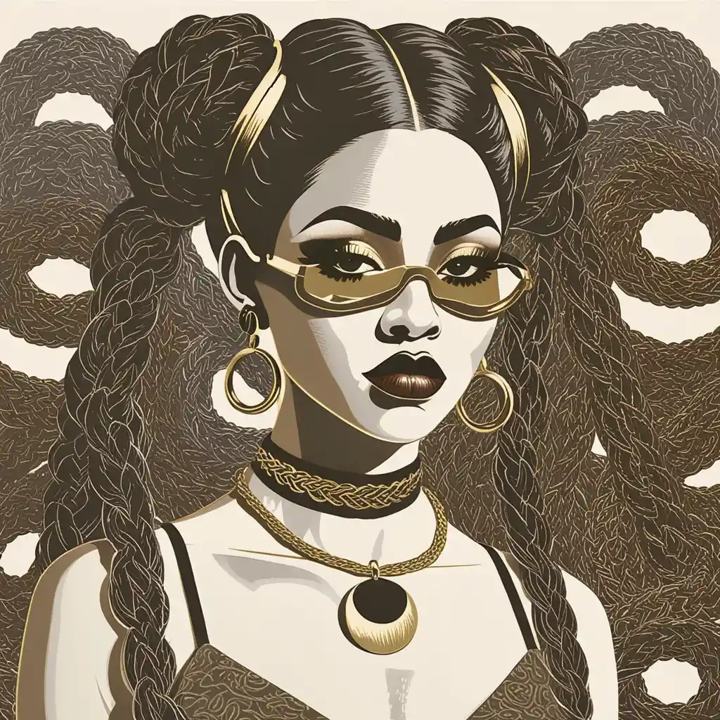 Portrait of a woman in braids framed by swirling smoke