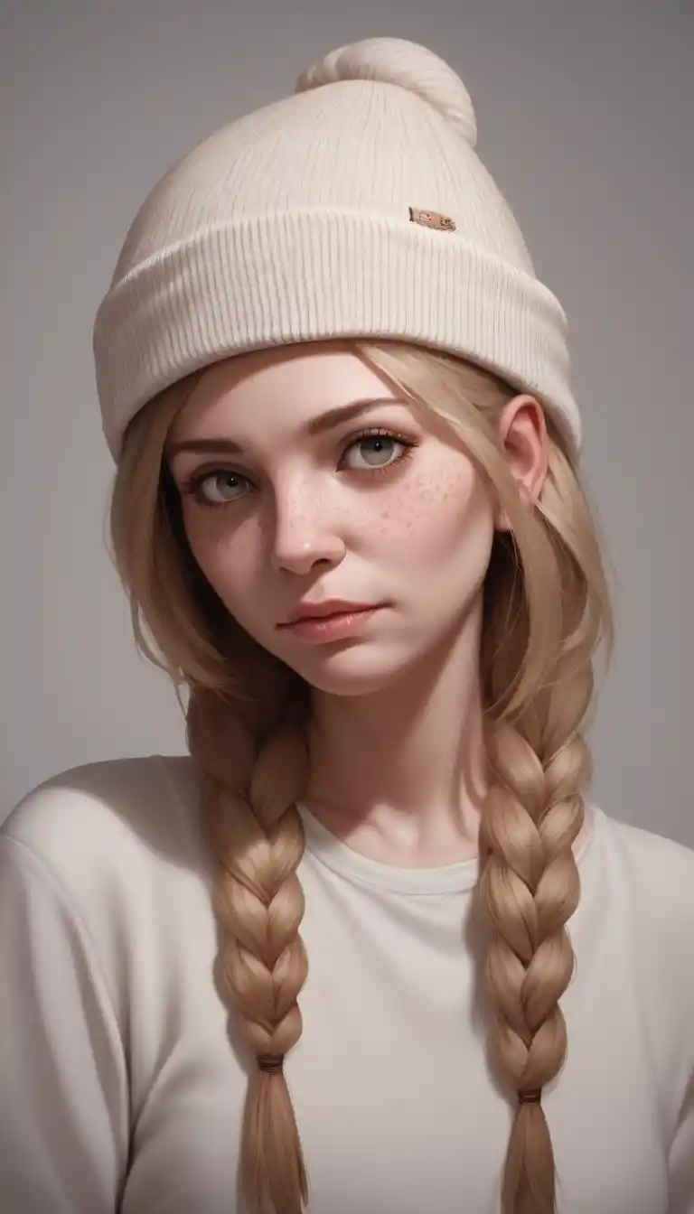 Young woman in beanie portrait with soft cinematic lighting