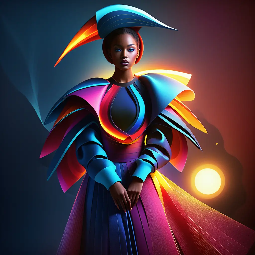 Black model in sculptural wearable art fashion editorial