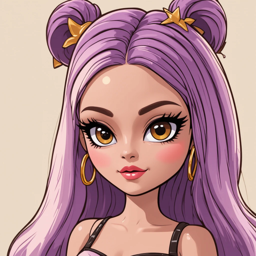 Y2K-Cartoon-Girl mit glänzendem, cel-shaded Bratz-inspiriertem Look