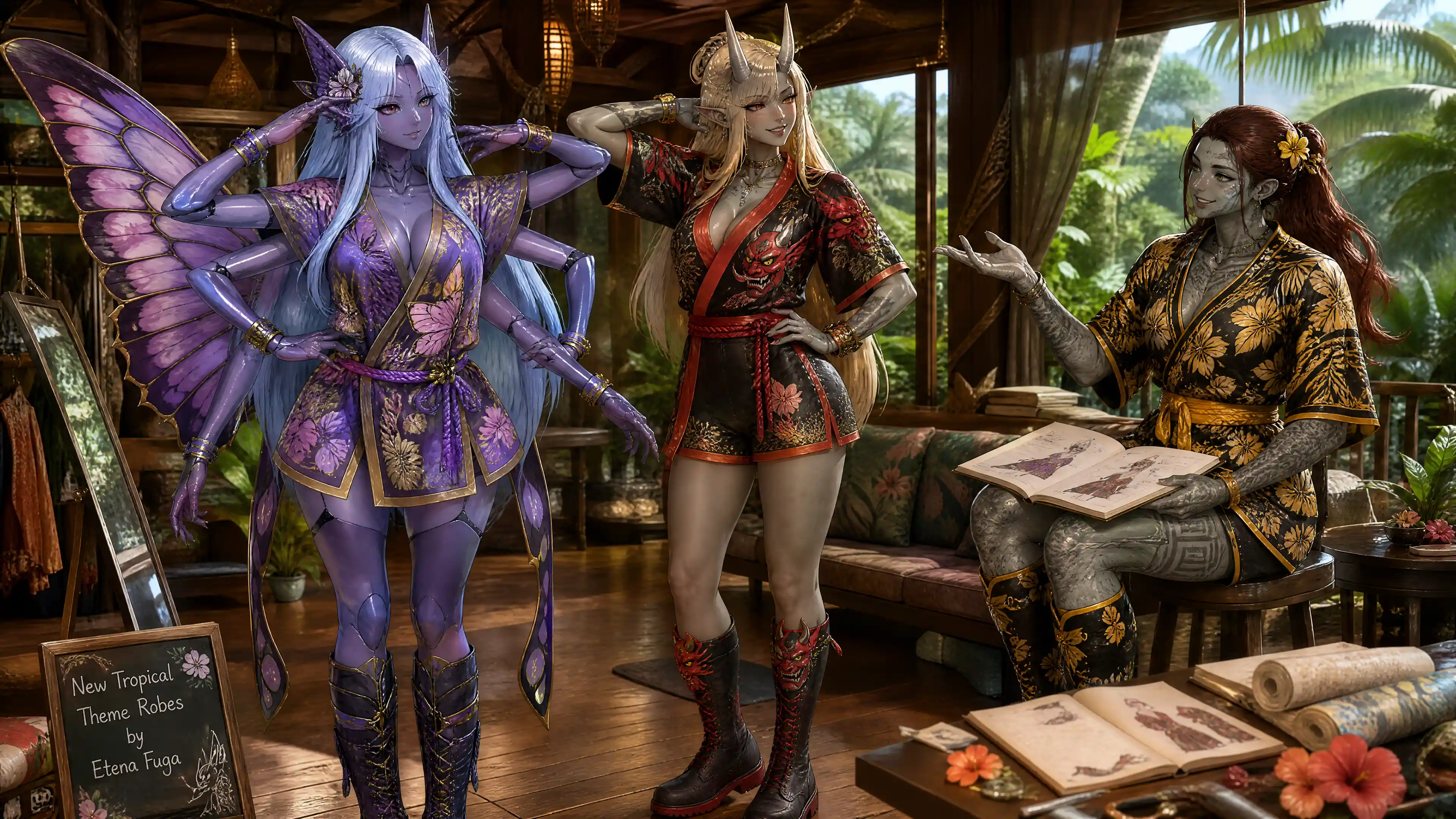 Mogli fantasy in abiti da casa sull’albero nella giungla tropicale