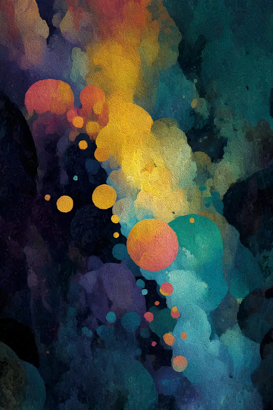 Colorful abstract orphic illustration with swirling indigo forms