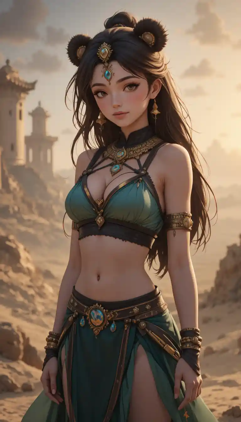 神秘奇幻世界中的年輕動漫女子