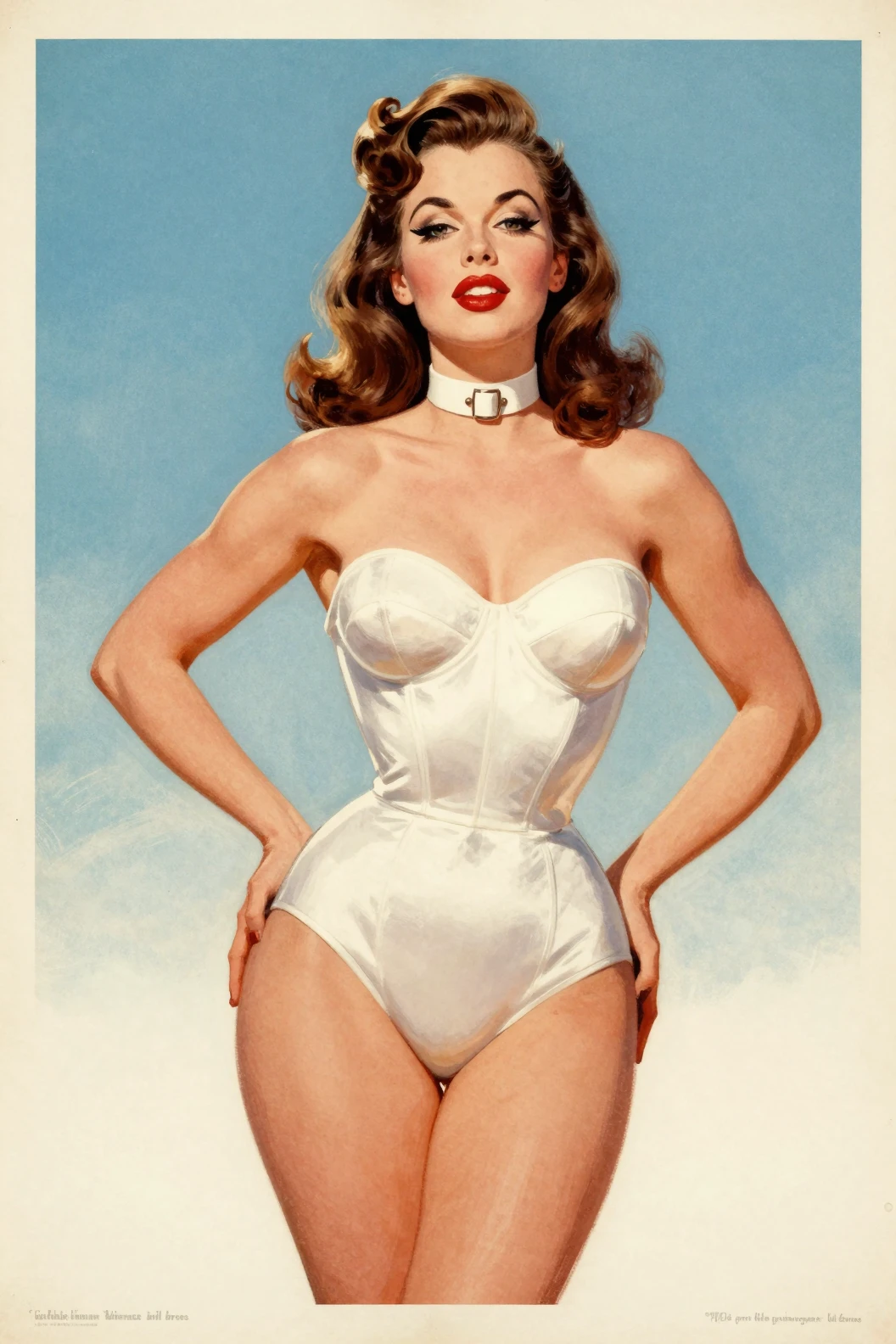 Glamorous goth vampiric woman in retro advertising style