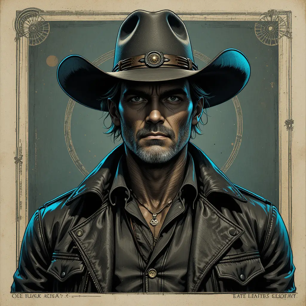 Stoic cowboy gunslinger portrait in dramatic rim lighting