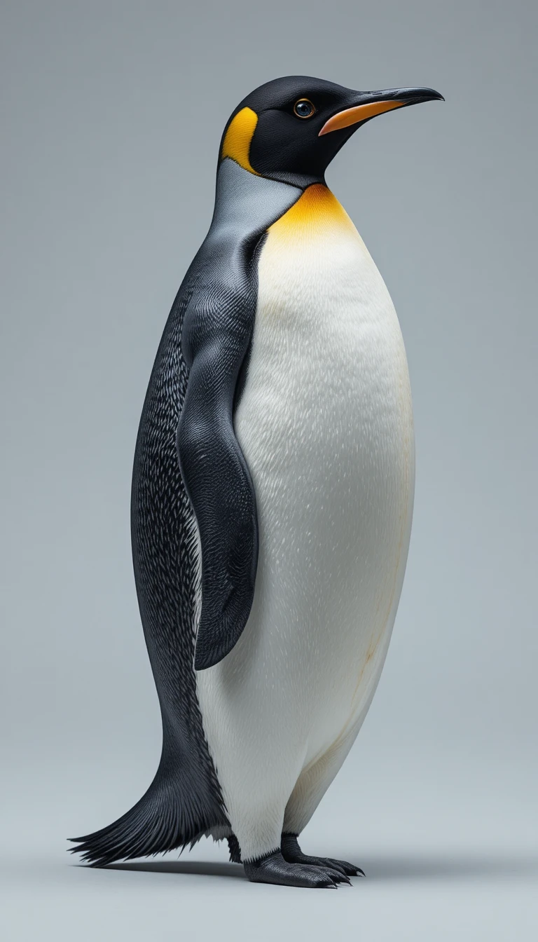 Pinguino imperatore in piedi su uno sfondo semplice e pulito