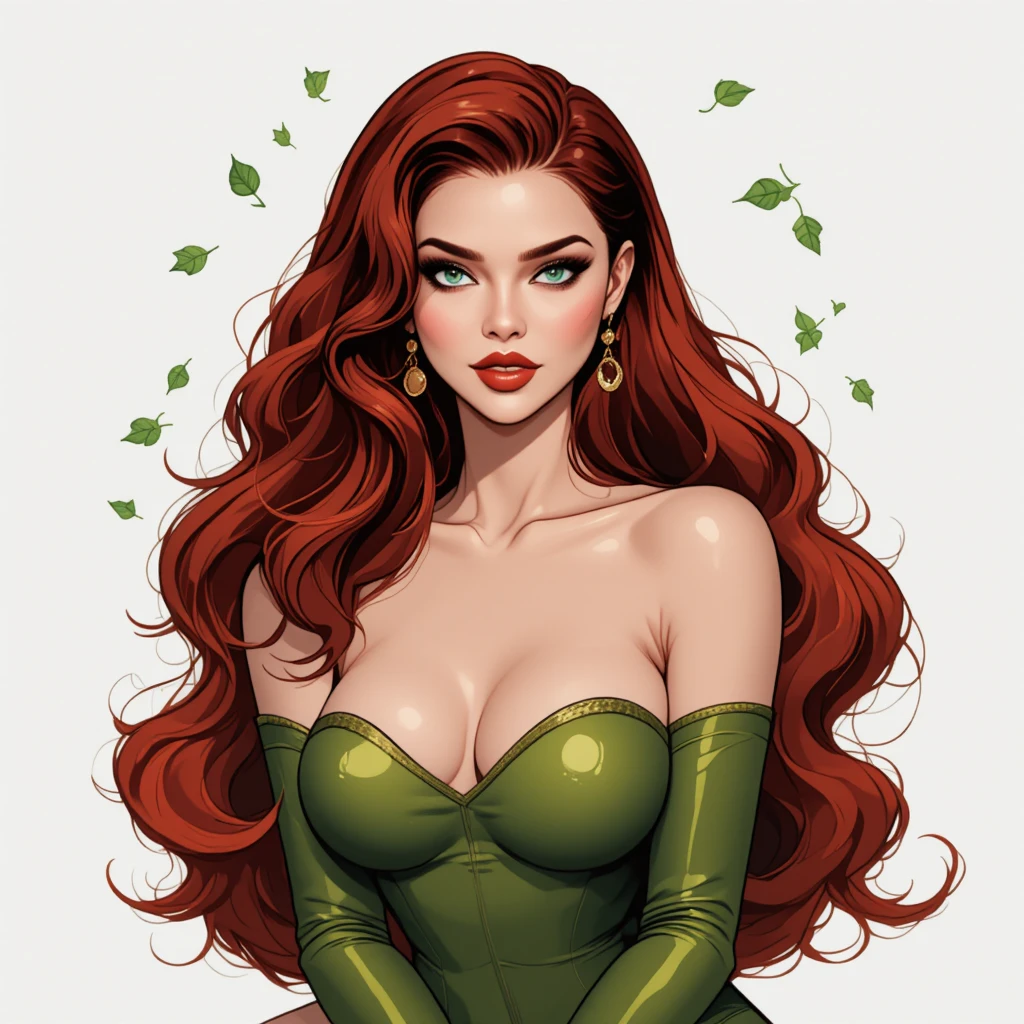 Garota ruiva brincalhona de collant verde em fundo branco