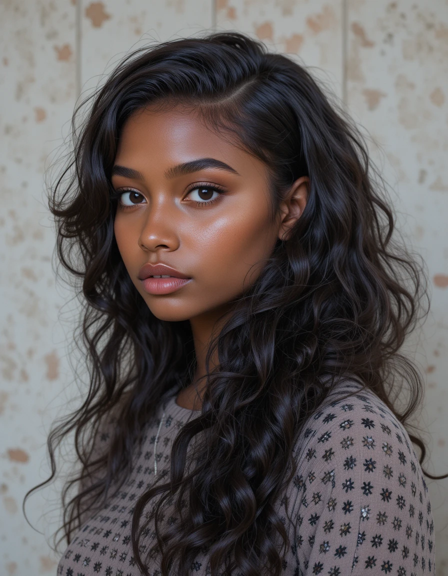 Jeune femme congolaise à la peau brune foncée et aux cheveux bouclés