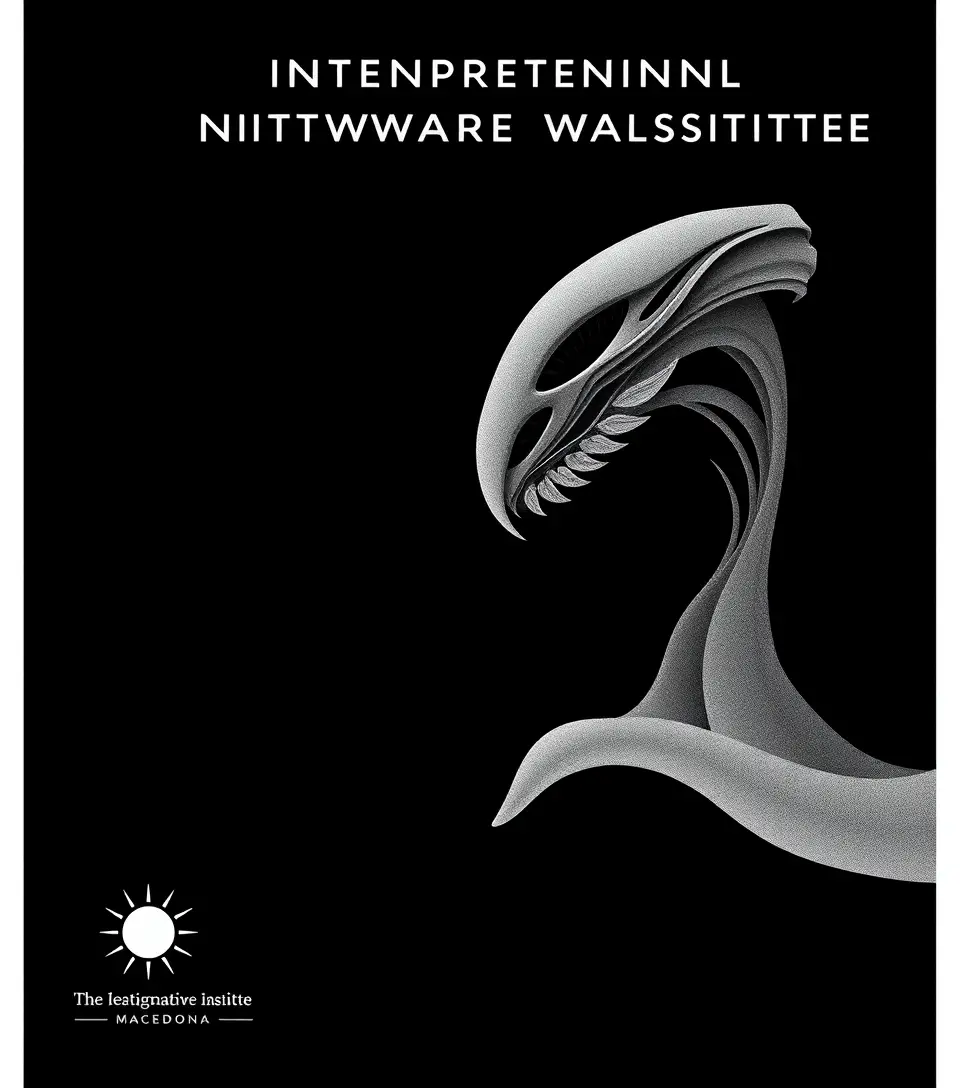 Minimalistisches Alien-Kreaturen-Poster auf elegantem schwarzem Hintergrund