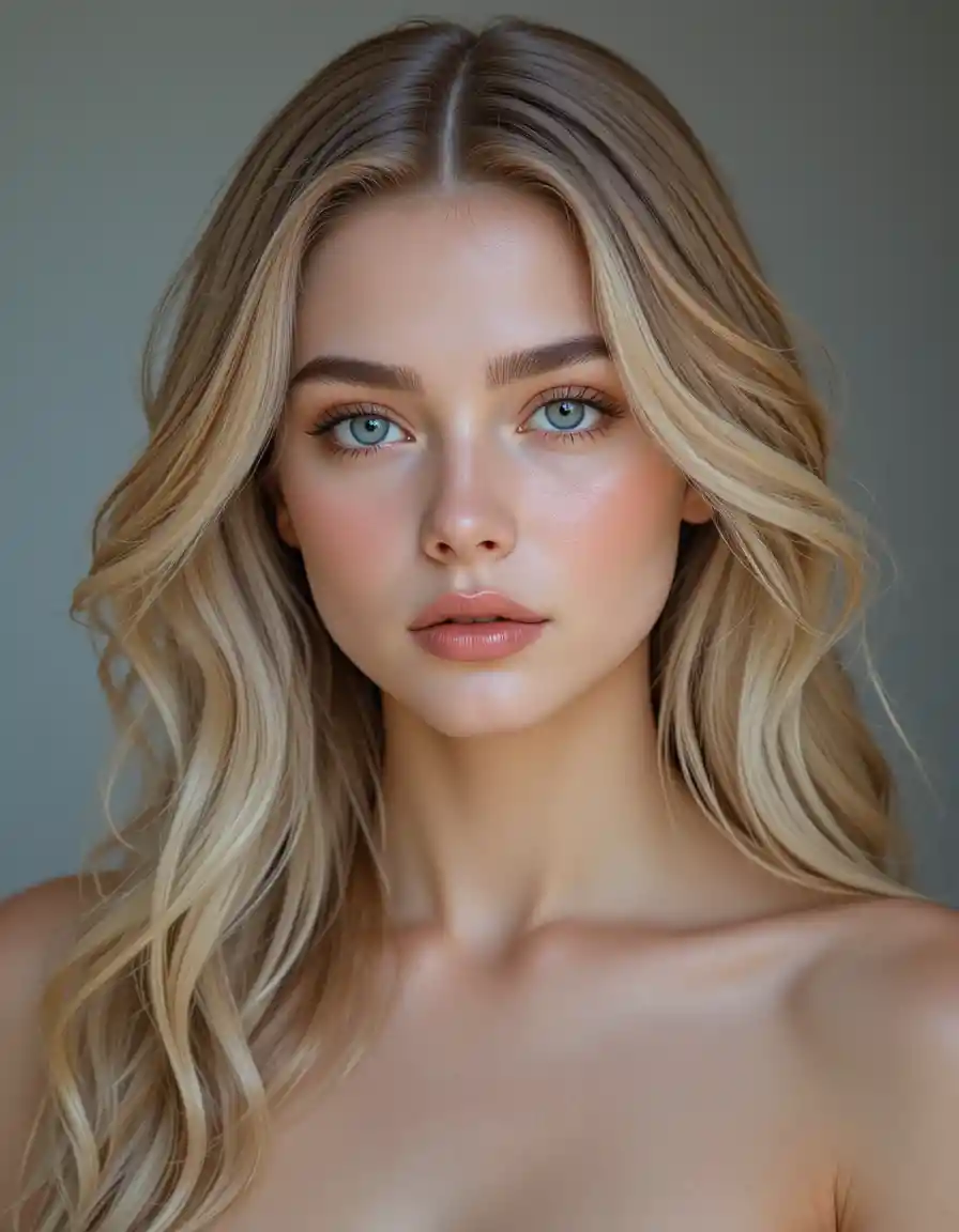 Jovem francesa elegante com cabelo ondulado loiro mel