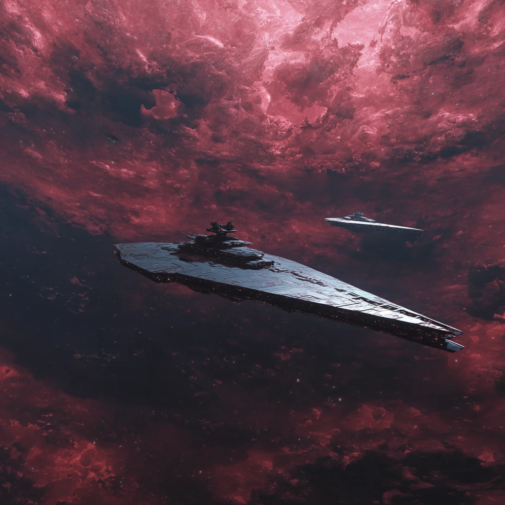 Enorme nave alienígena que se cierne en el espacio profundo