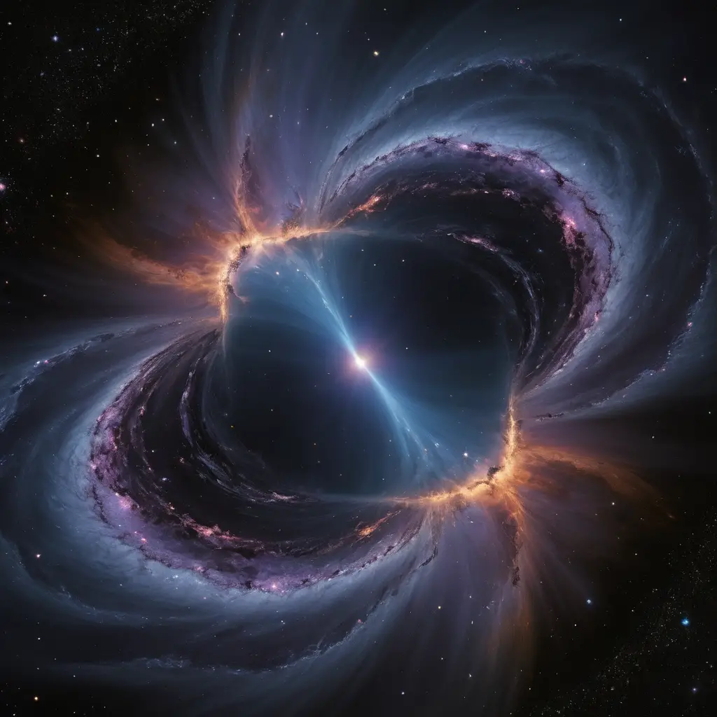 Kosmische Nebel aus Dunkelmateriewolken und verstreuten Sternen