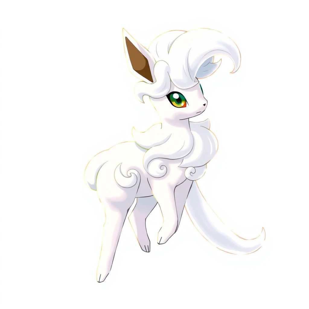 Élégant renard du vent argenté à la fourrure blanche bouclée et flottante