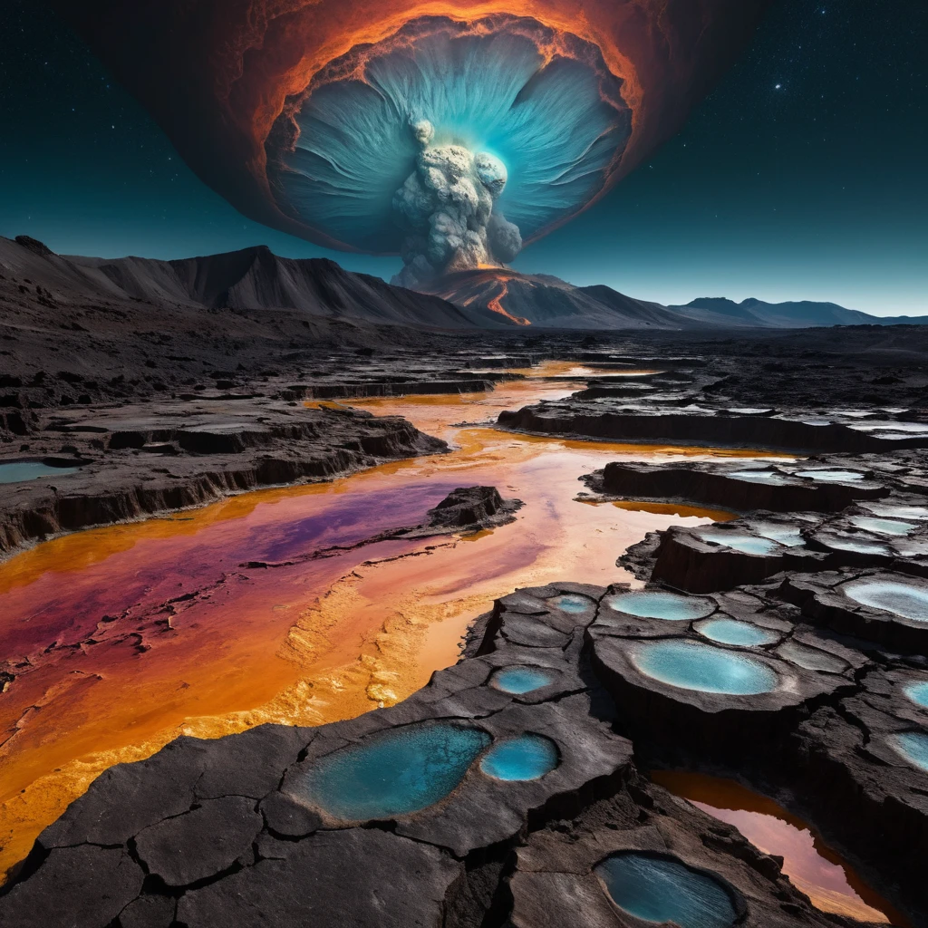 Cinematic view of Io with erupting volcanic sulfur plumes