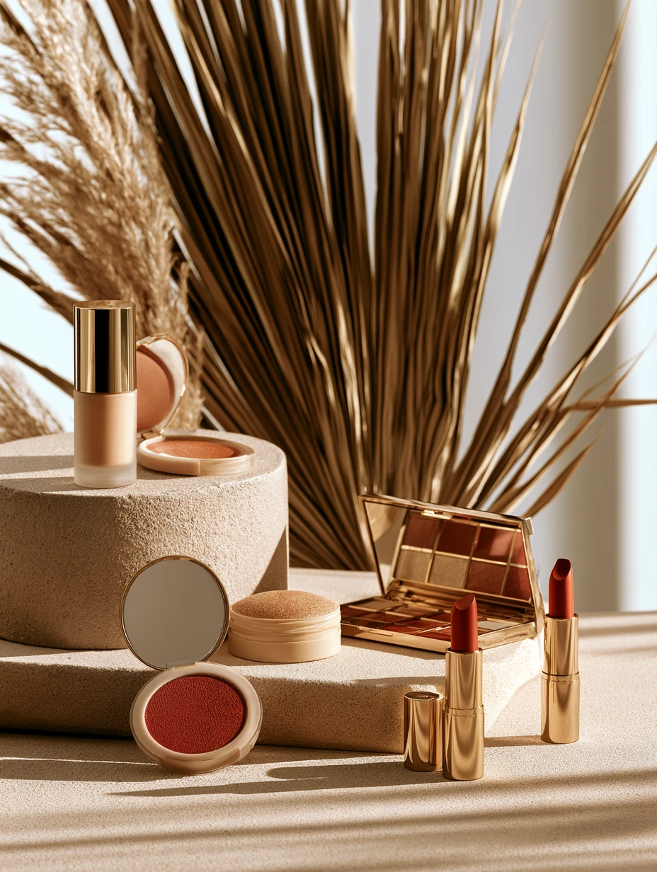 Luxuriöse Make-up-Kollektion in warmen Tönen mit funky Verpackung