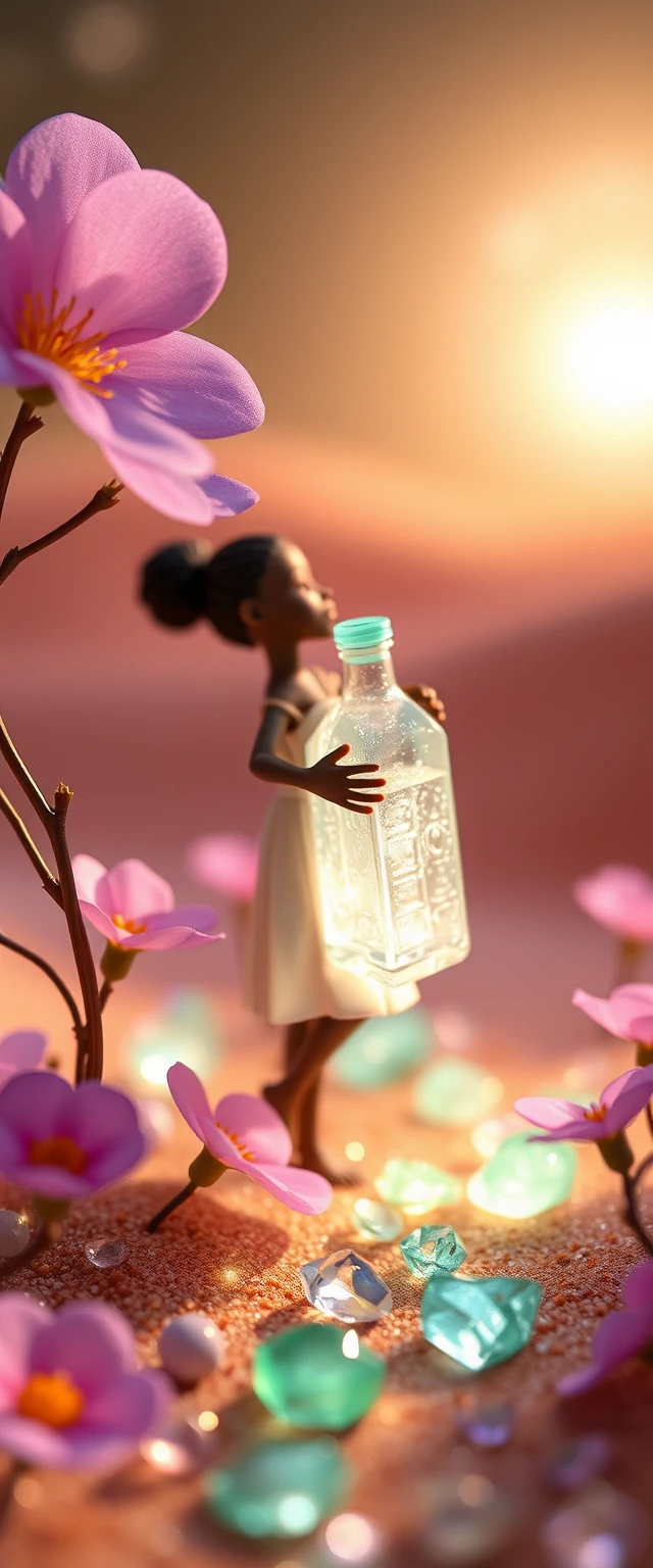 Jeune fille africaine tenant une bouteille d’eau vide et écrasée