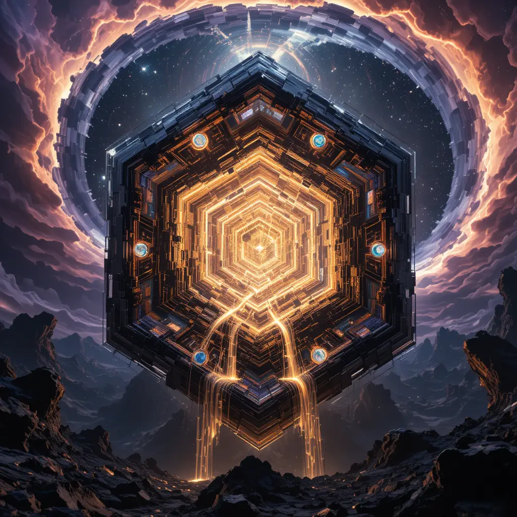 Cosmic tesseract structure in impossible geometric perspective