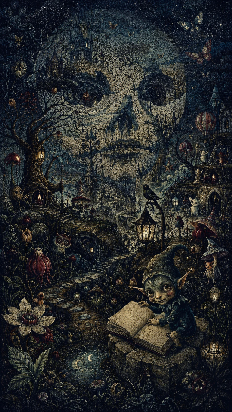 隠された巨大な生き物を形作るシュールな絵本のような風景