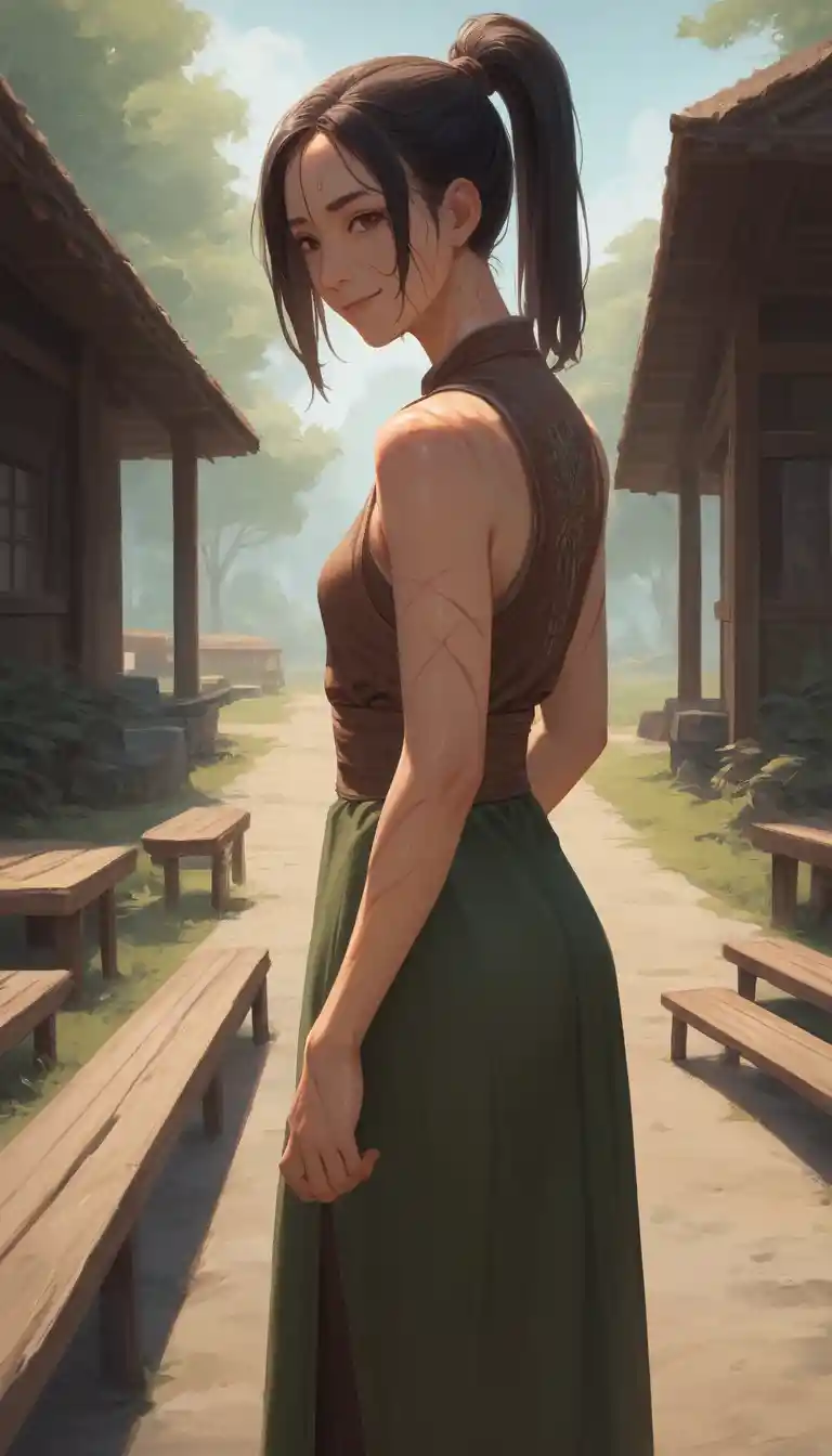 Anime girl in bold outfit inside a quiet boutique