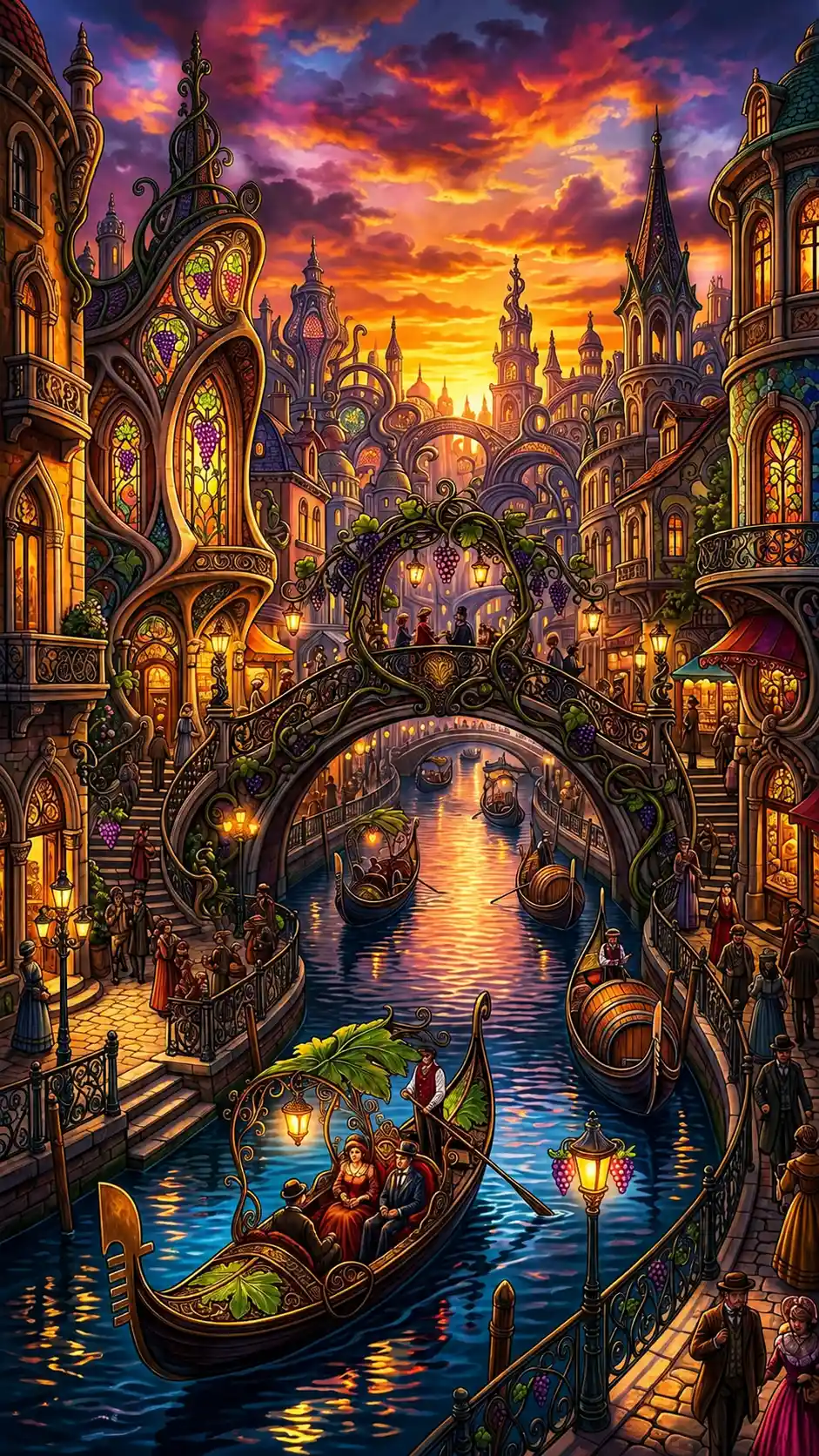 充滿奇幻色彩的運河城市，葡萄靈感的貢多拉與橋樑交織其間