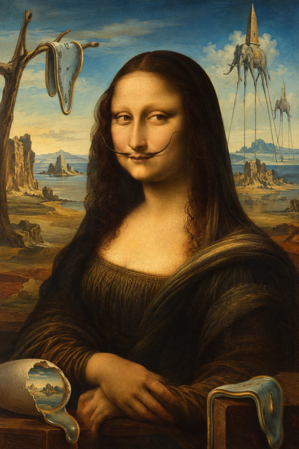 Surreal reinterpretation of the Mona Lisa in Dali inspired style
