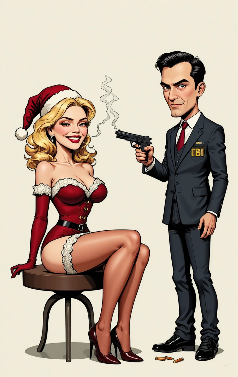 Pin-up de lingerie vermelha em um banco simples