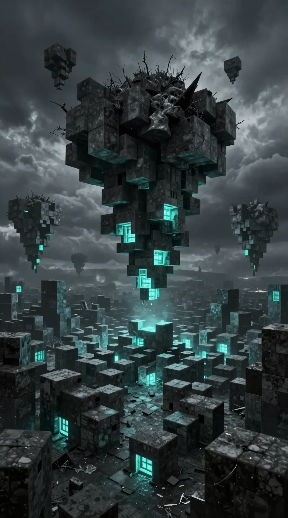 Surreal block world where gravity bends and reality twists