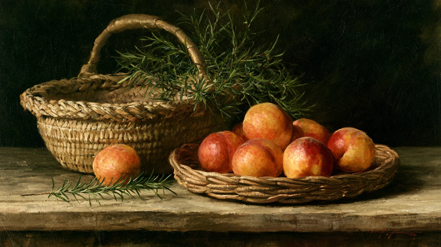 Nature morte colorée de fruits à noyau sur table en bois rustique