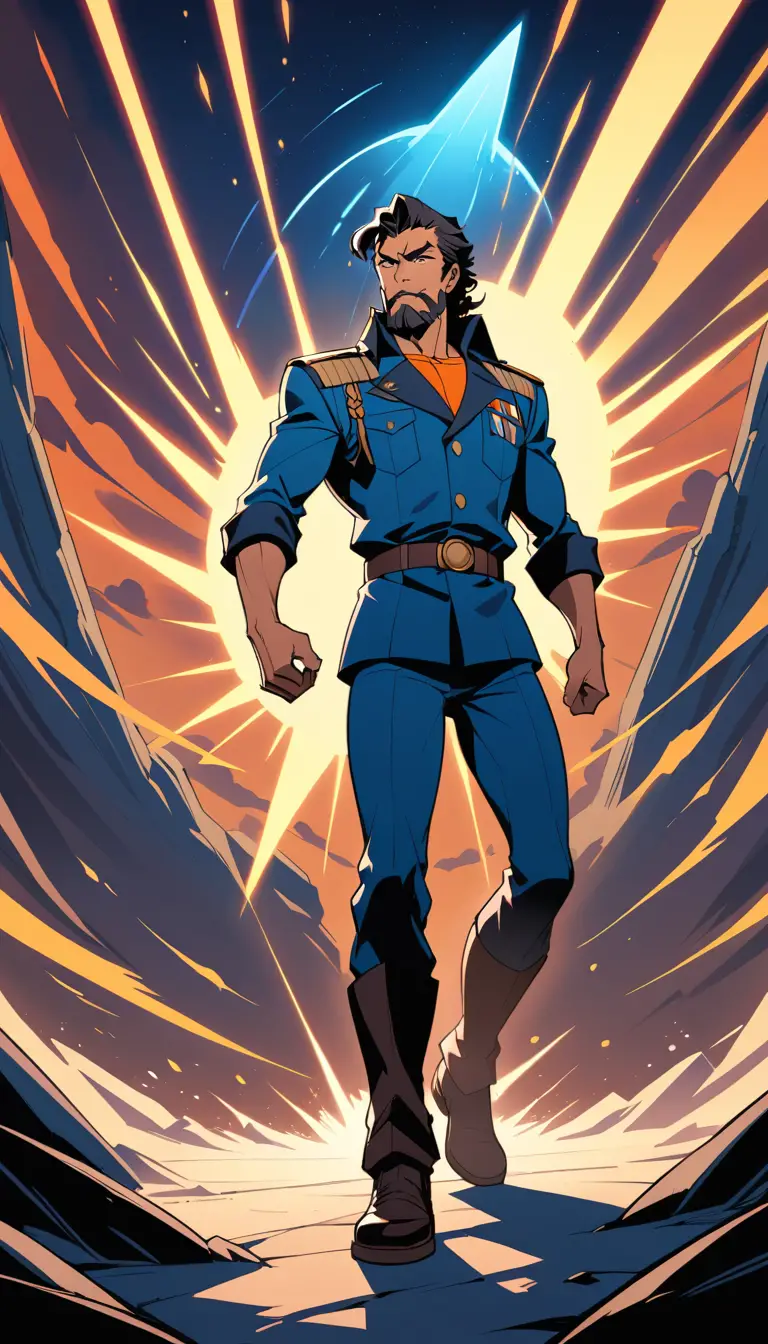 Futuristischer Raumschiffarzt in markanter Comic-Uniform