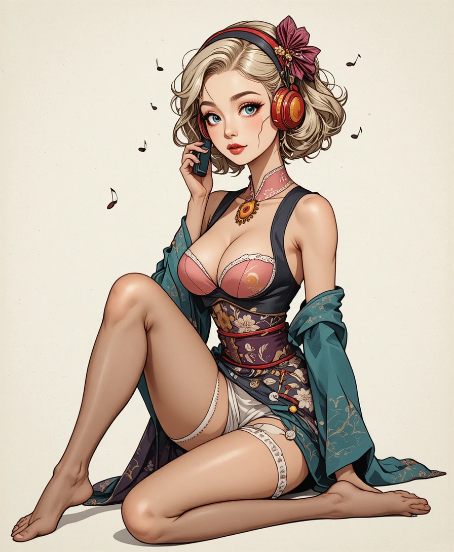 Pin-up-Frau in roter Dessous, die selbstbewusst posiert