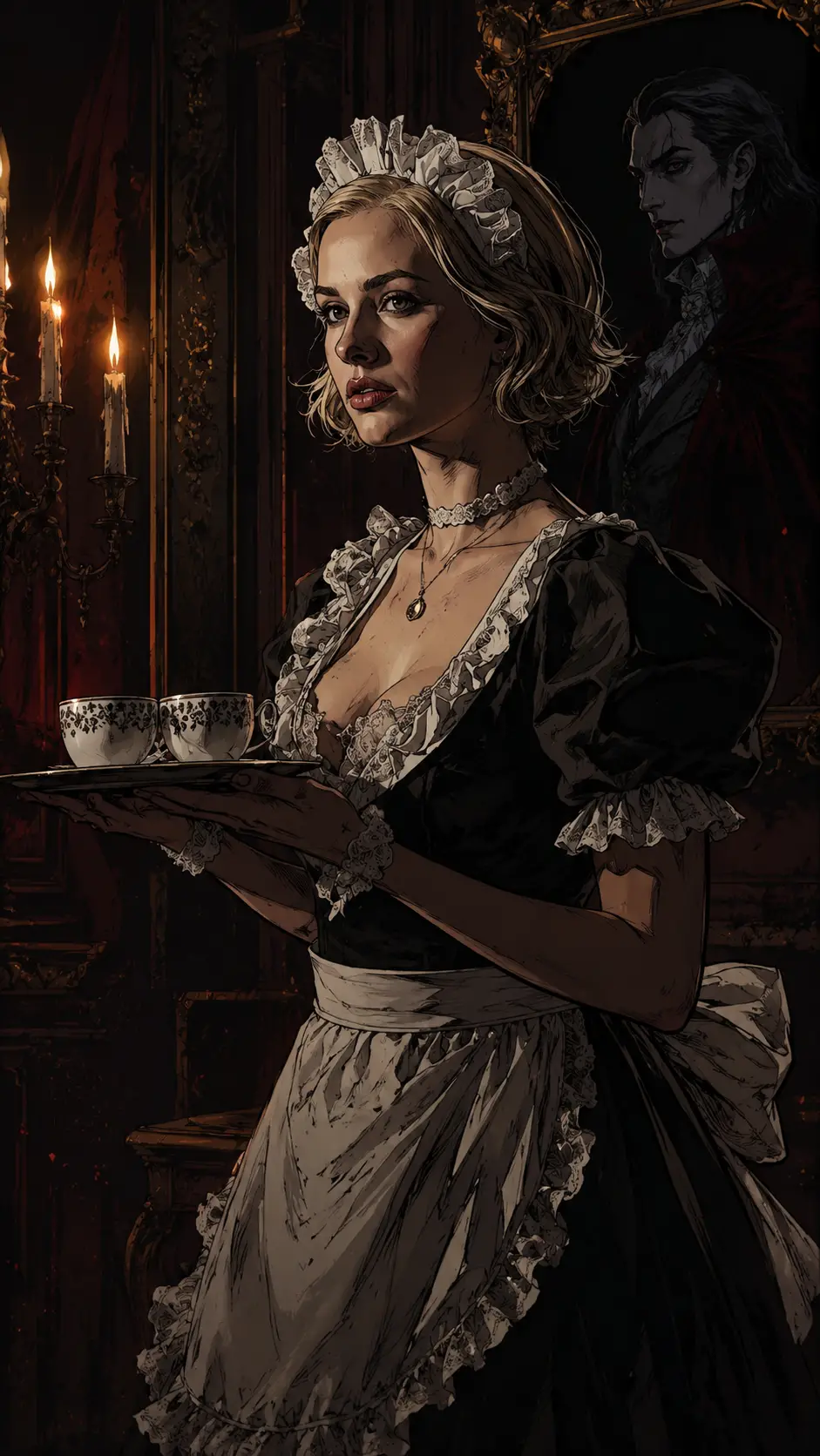 Dark-Fantasy-Grafikroman im Tinten- und Digitalzeichenstil