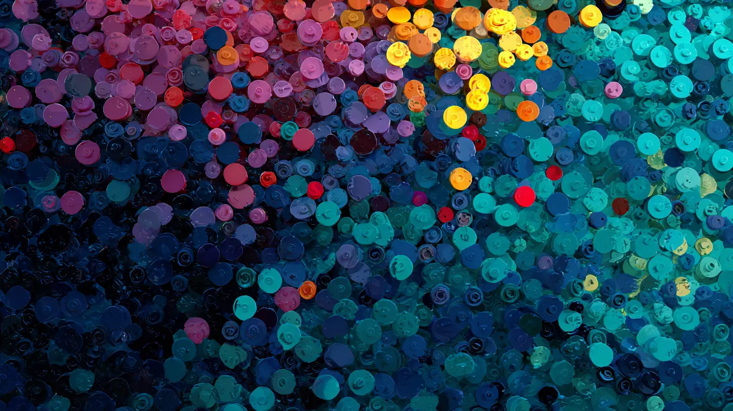 Estrutura abstrata de Lego em cores de anime pictóricas