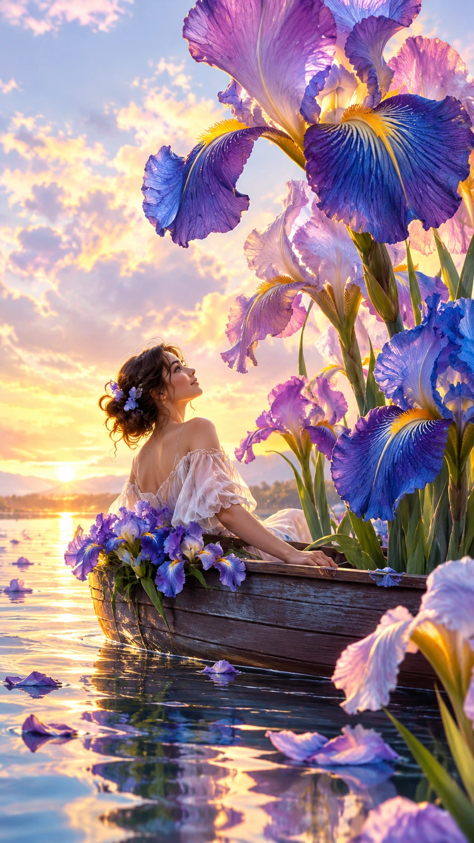 Vivace illustrazione digitale di poetici fiori di iris