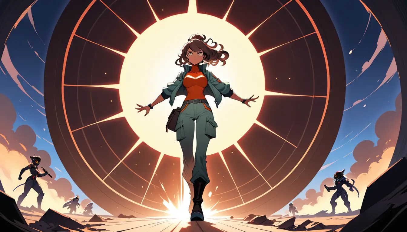 Four heroic women posed in bold sci fi silhouette