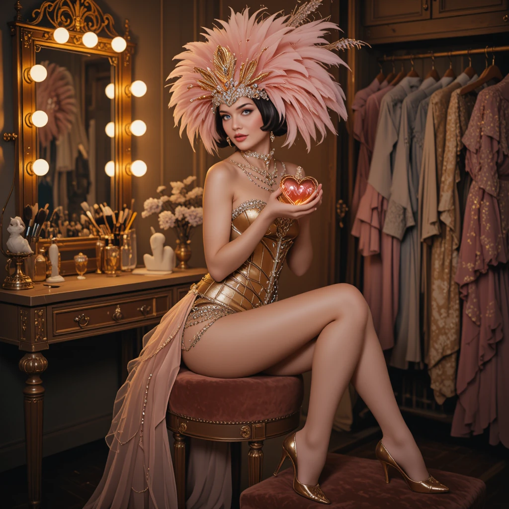 Mulher glamourosa com perfume em camarim vintage