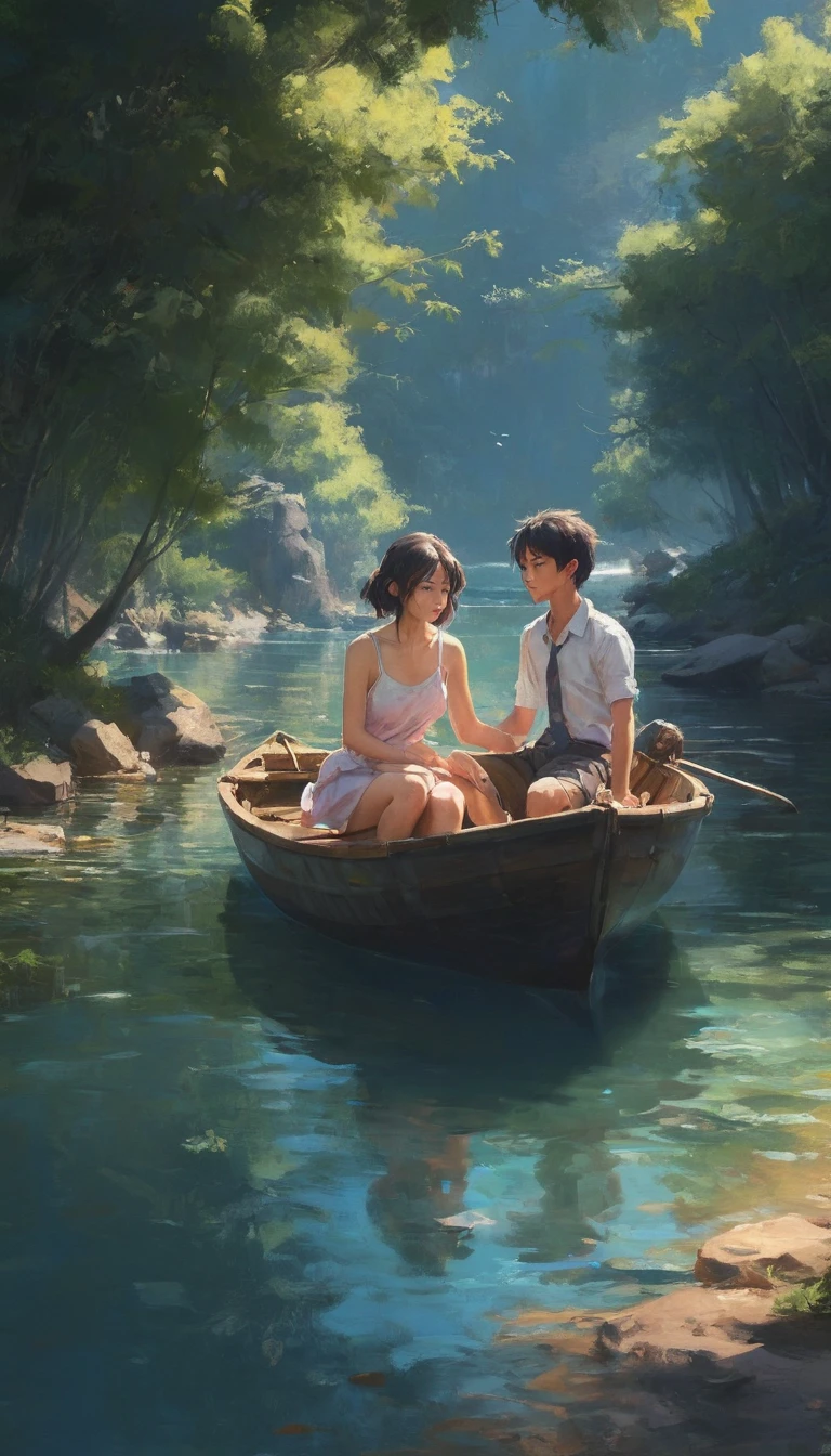 Intimate anime girl in a dreamy painterly illustration