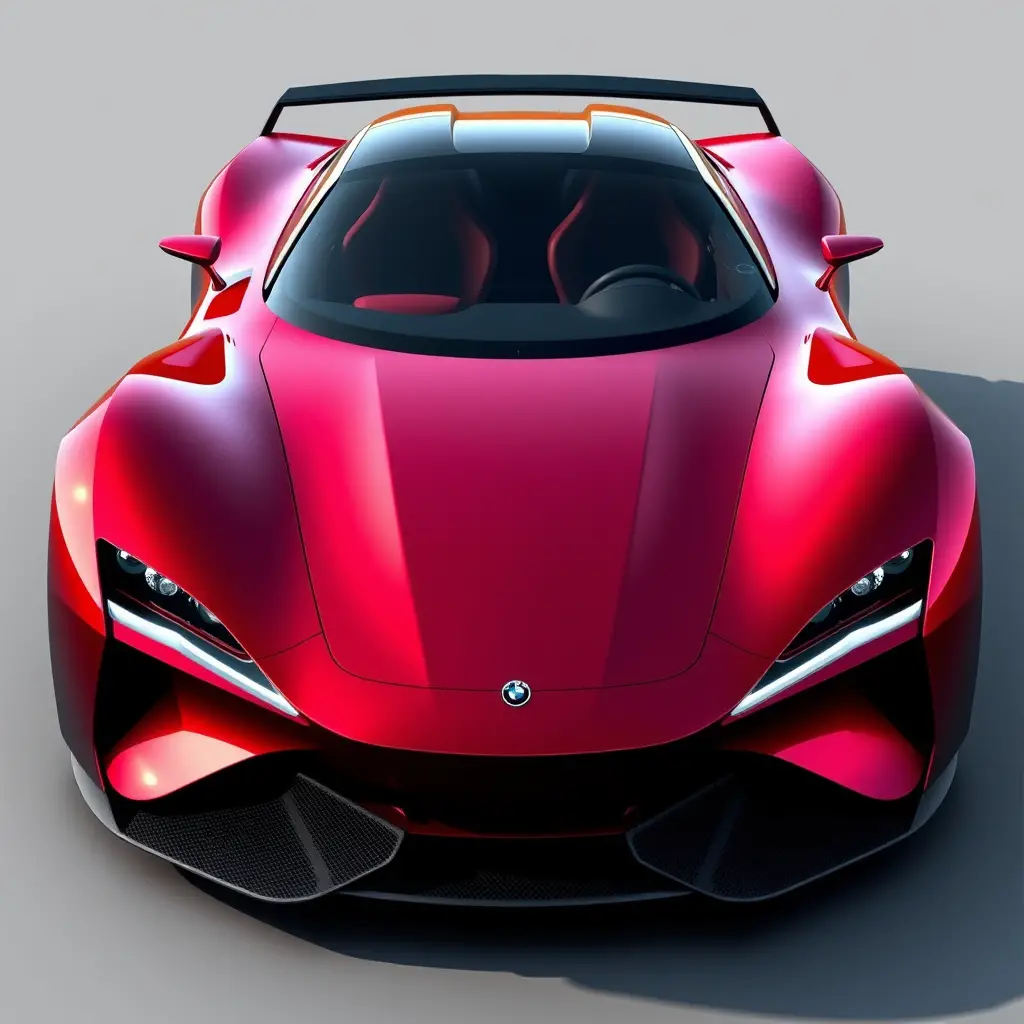 Futuristisches rotes elektrisches Hypercar – Frontansicht Konzeptdesign
