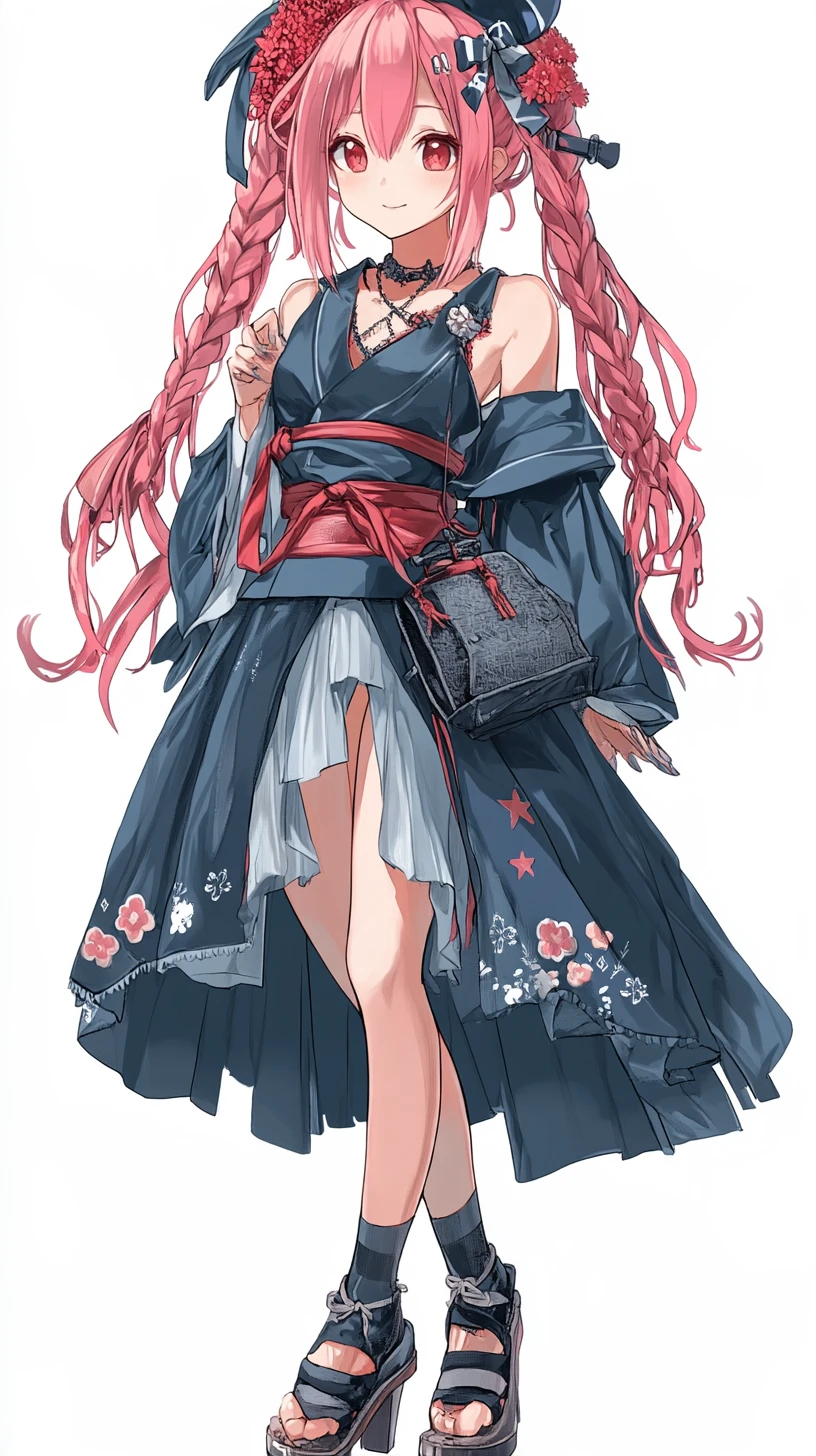 Garota de anime em academia de concreto em ruínas com sino rúnico pendurado