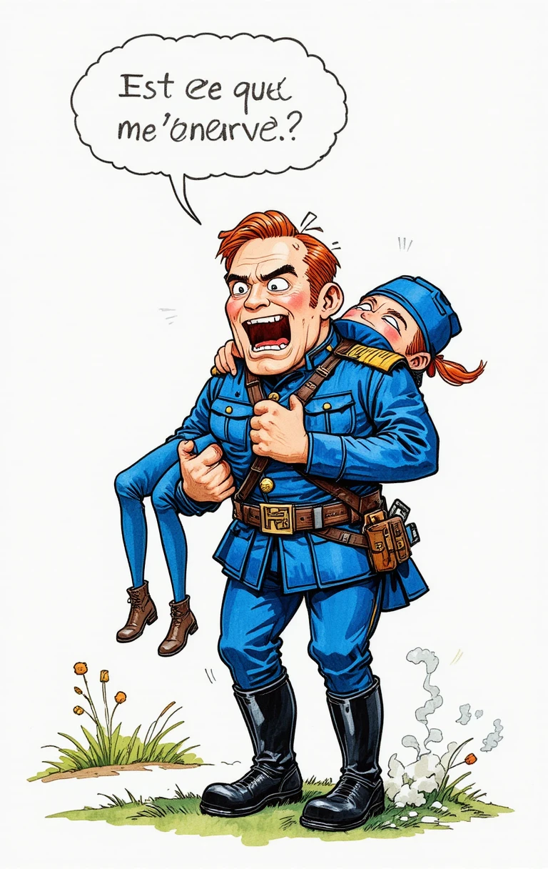 Soldado da União carregando um companheiro em estilo de quadrinhos
