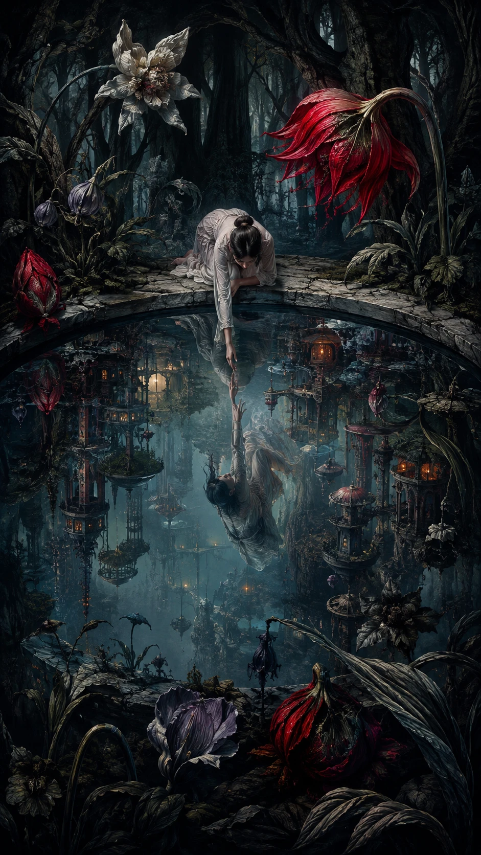 Enchanted Forest Pond Revealing A Hidden Inverted City