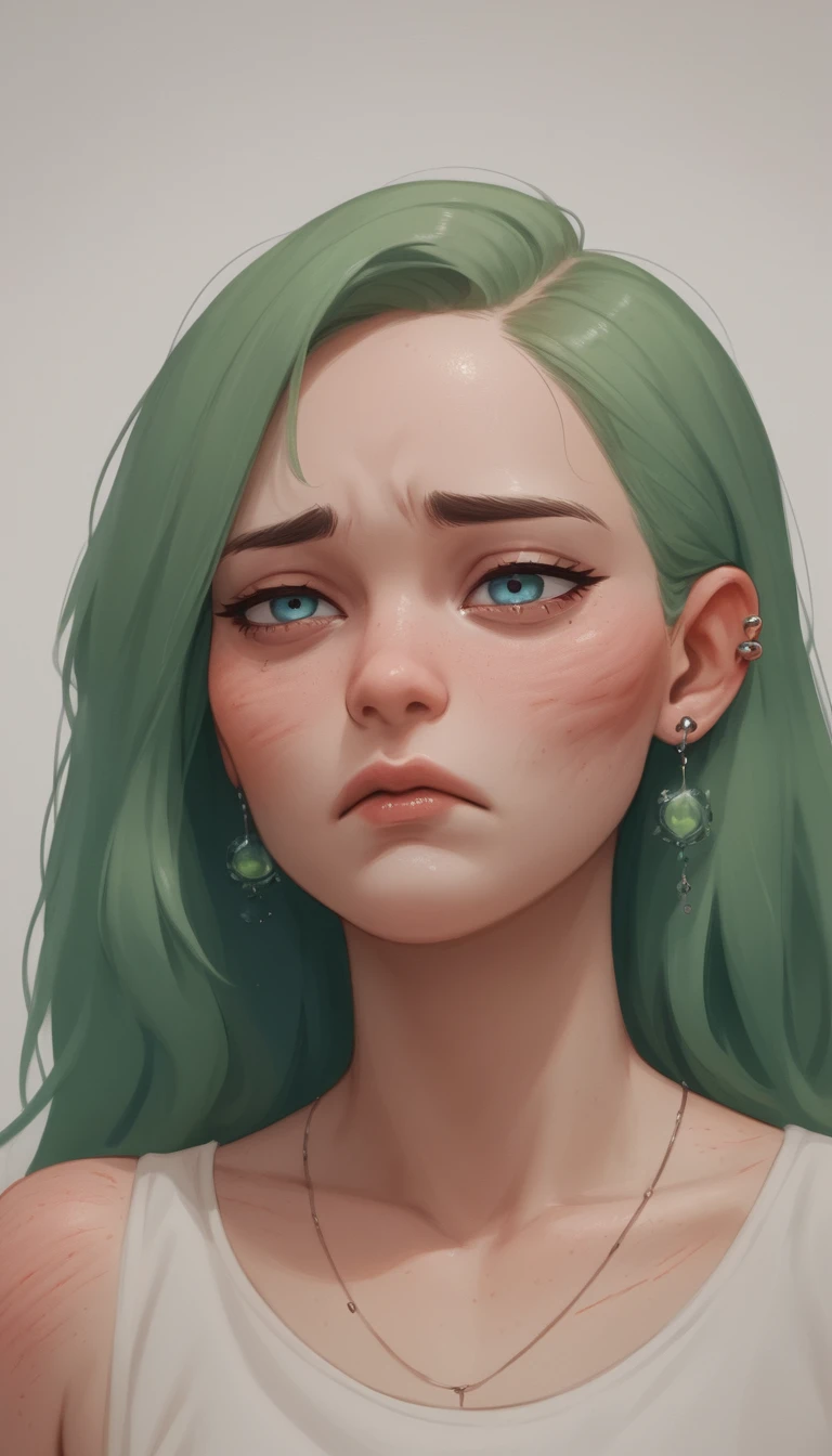 Close up of a sad anime girl with tears on her cheeks