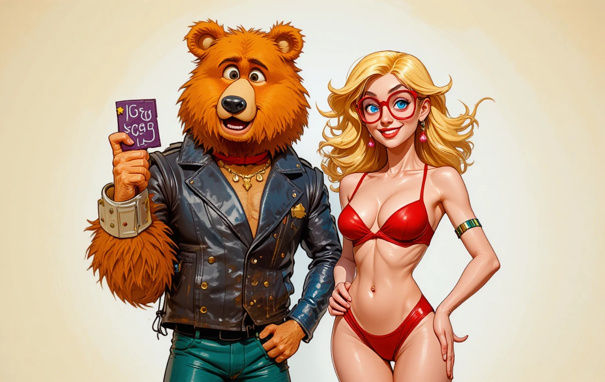 Garçon de dessin animé avec pièce de puzzle et ours orange amical