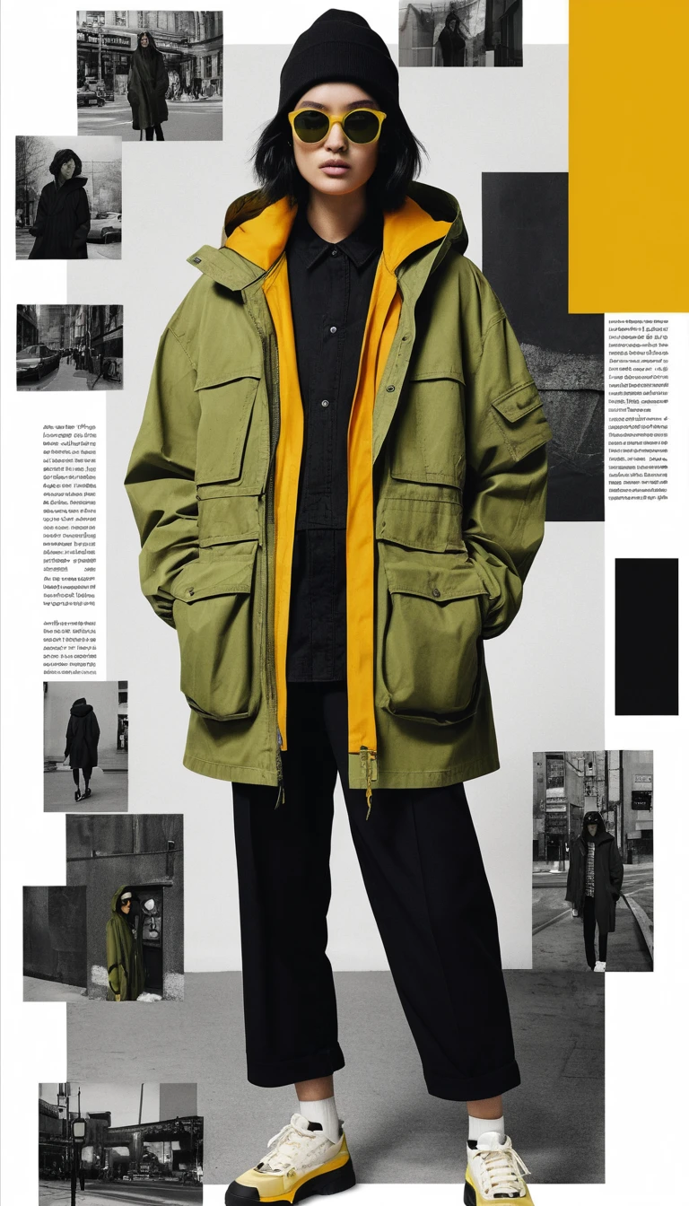 Urban fashion portrait in mixed media collage style