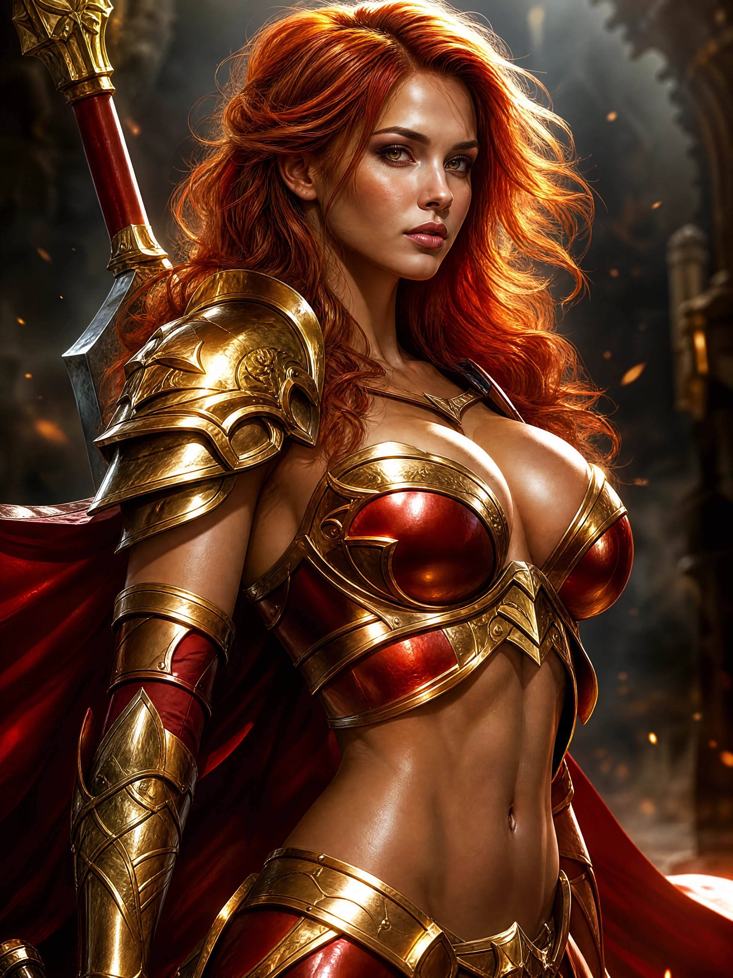 Heroína de fantasia épica em arte digital dramática com tons de joia
