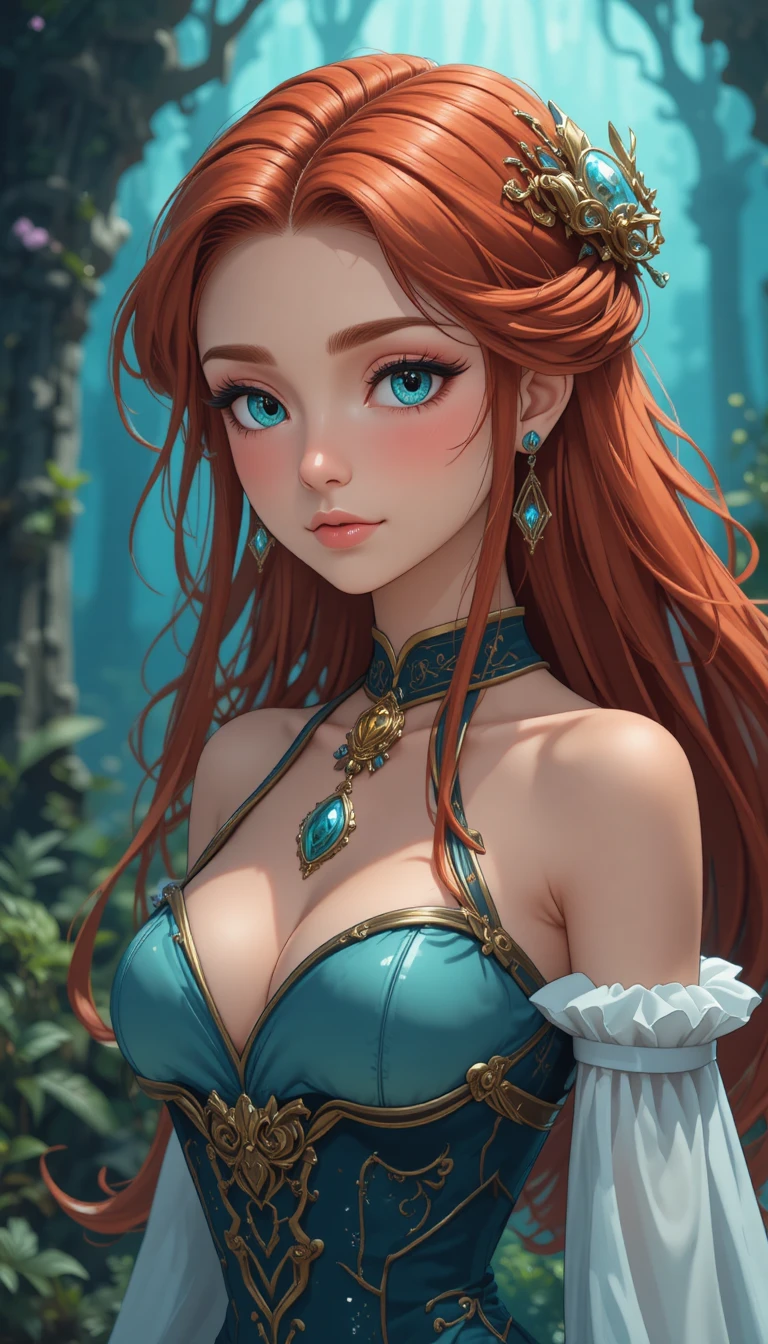 Femme sirène en style anime dans un monde de fantasy mythique