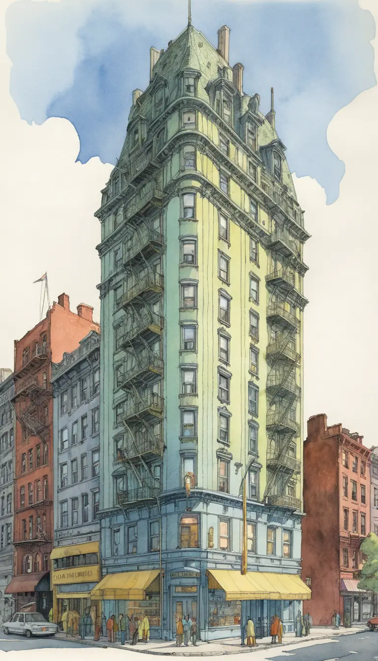 Illustration aquarelle de hauts immeubles à New York